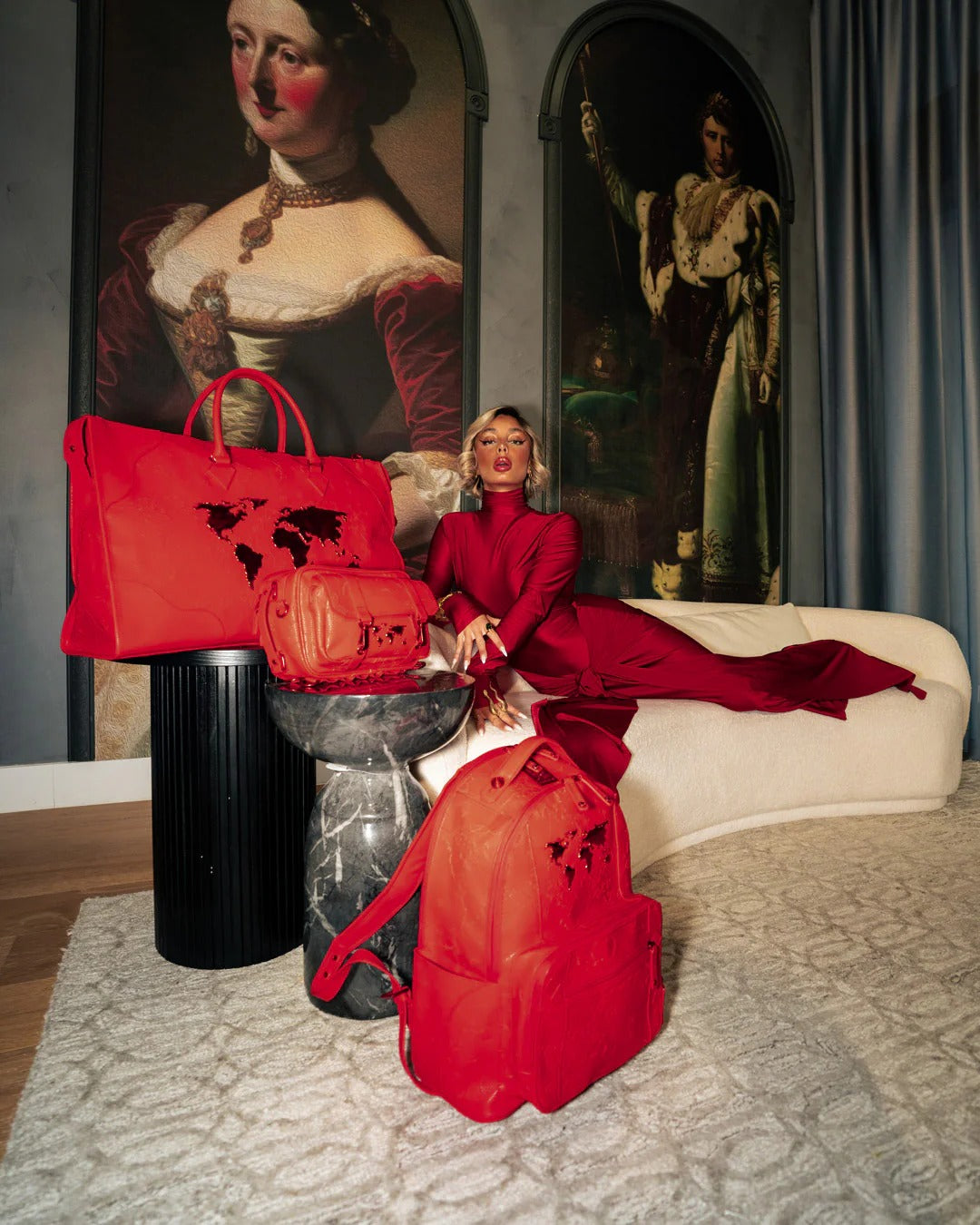 JAMES GLOBAL RED PYRAMID LARGE DUFFLE