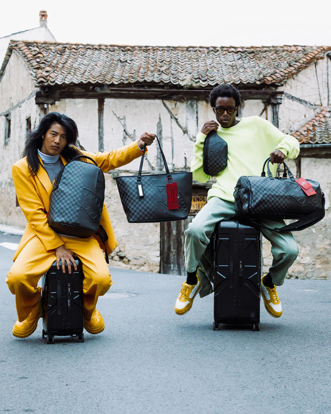 HALF SPRITZ BLACK/GREY CHECK CARRY-ON LUGGAGE