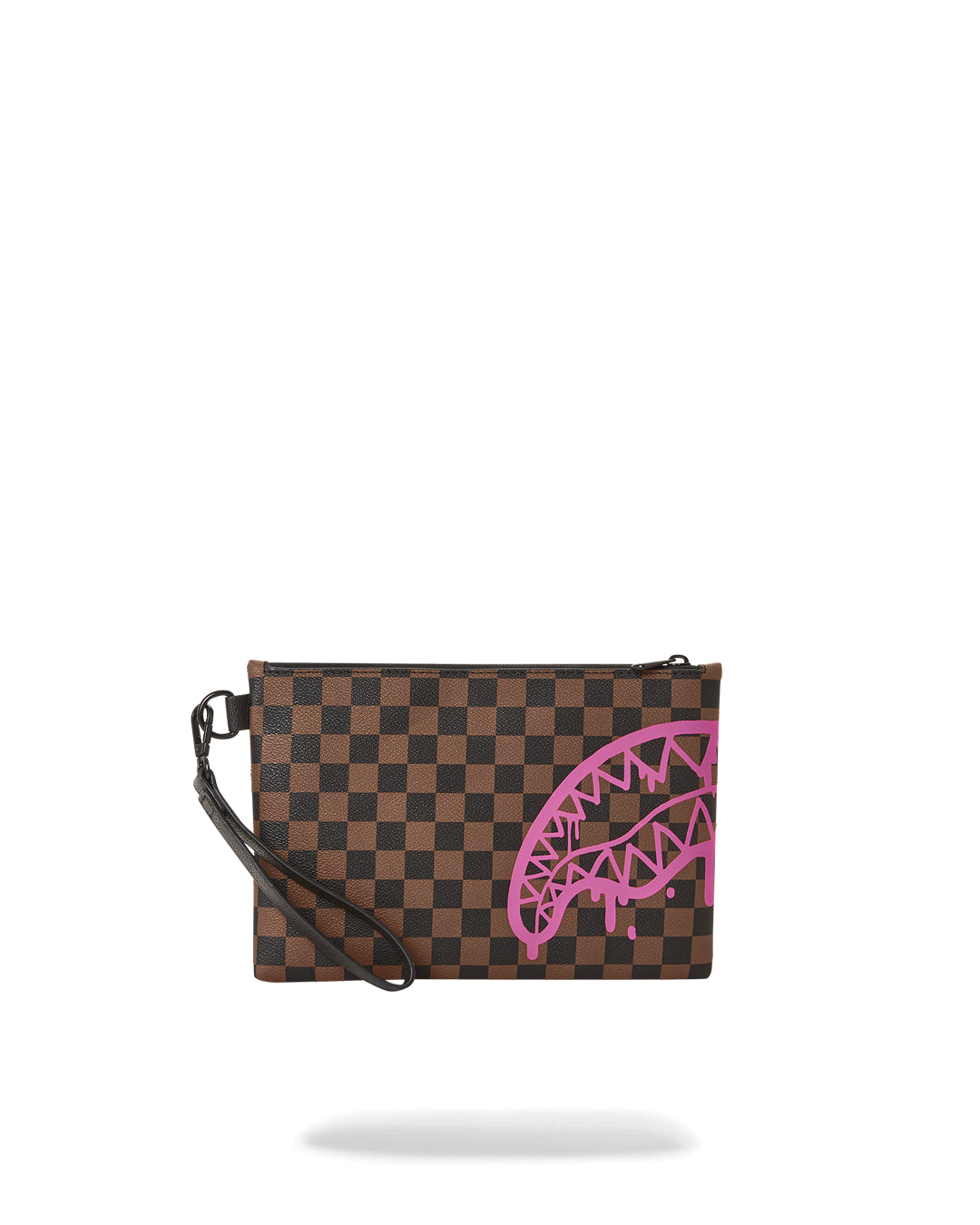 Pink Drip Brown Check Pouchette